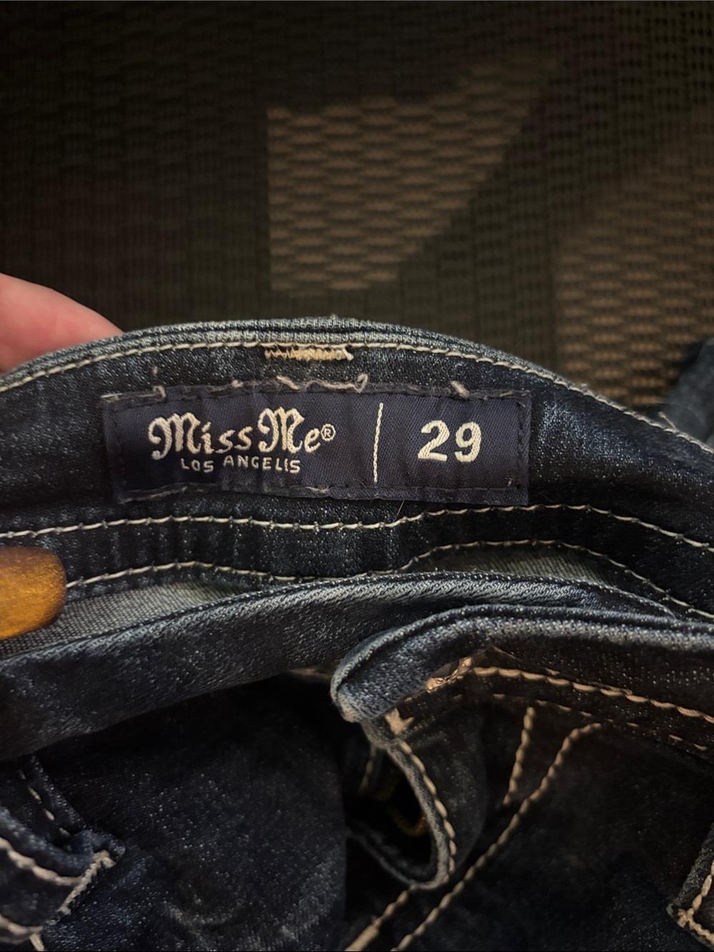 Miss Me Dark Blue Mid-Rise Straight Les Jeans with Embellished Back Pocket - Picture 2 of 4